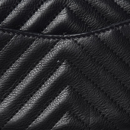 Chanel Calfskin Chevron Quilted Mini Rock The Corner Flap Black 10 of 10