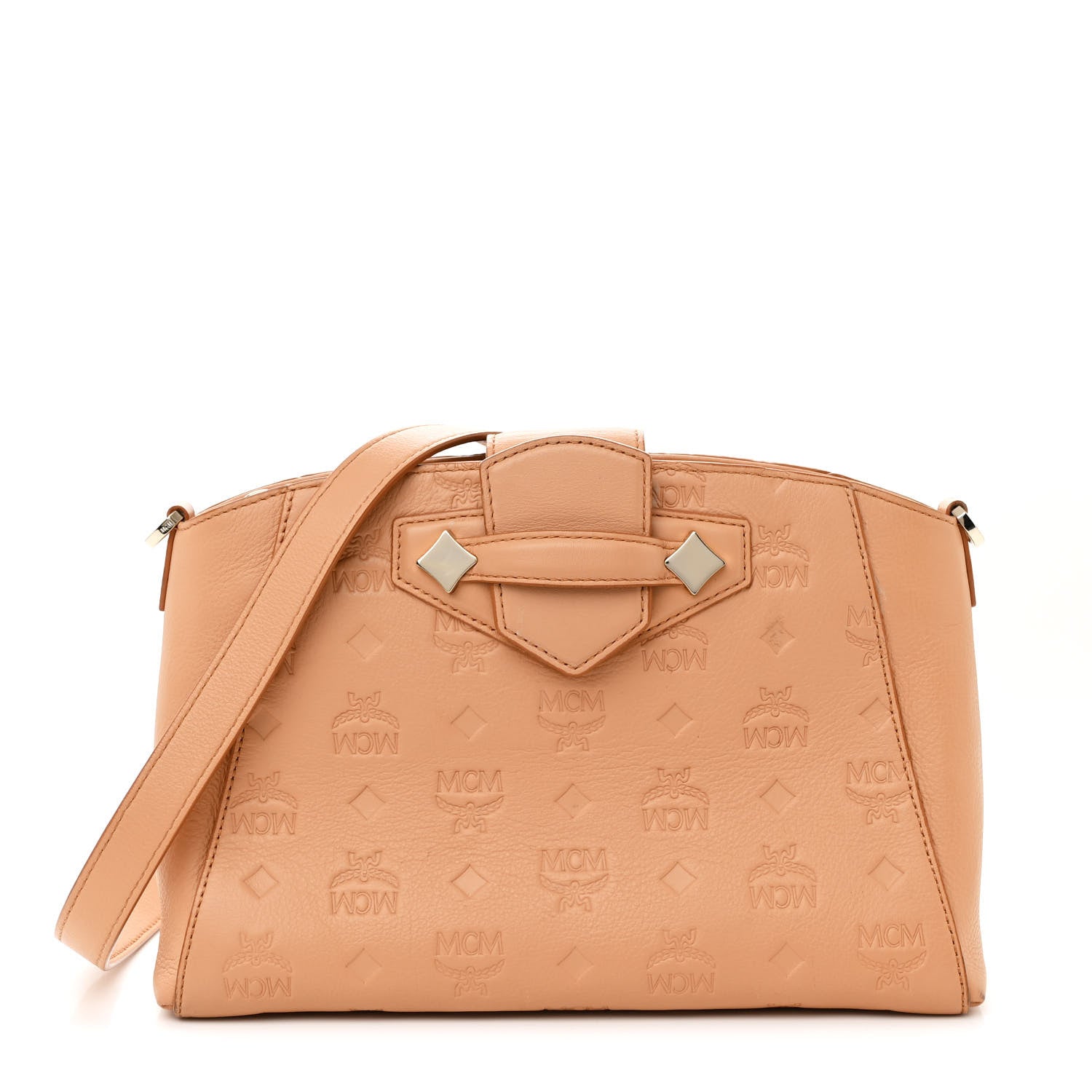 MCM Calfskin Ottomar Monogram Essential Crossbody Bag Sandstone 1 of 11