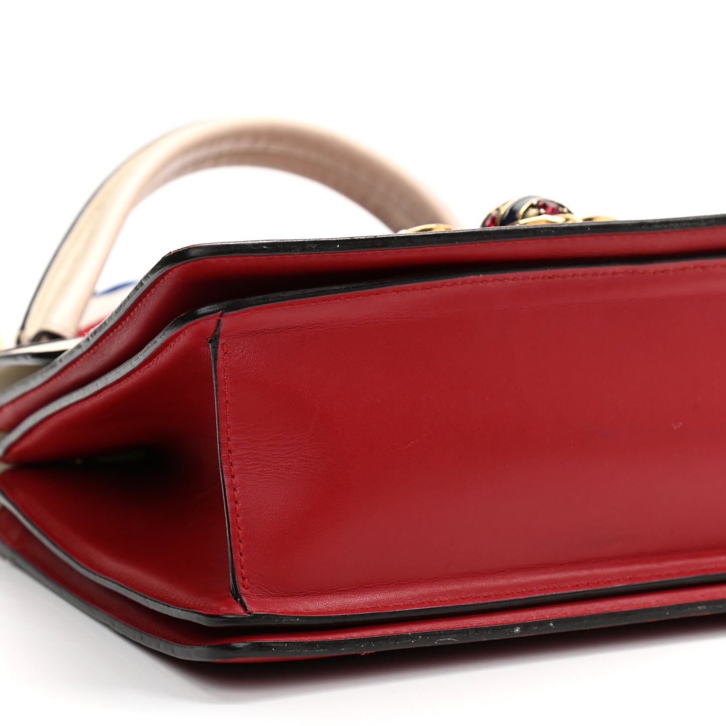 Calfskin Sylvie Web Small Queen Margaret Top Handle Bag Hibiscus Red Mystic White
