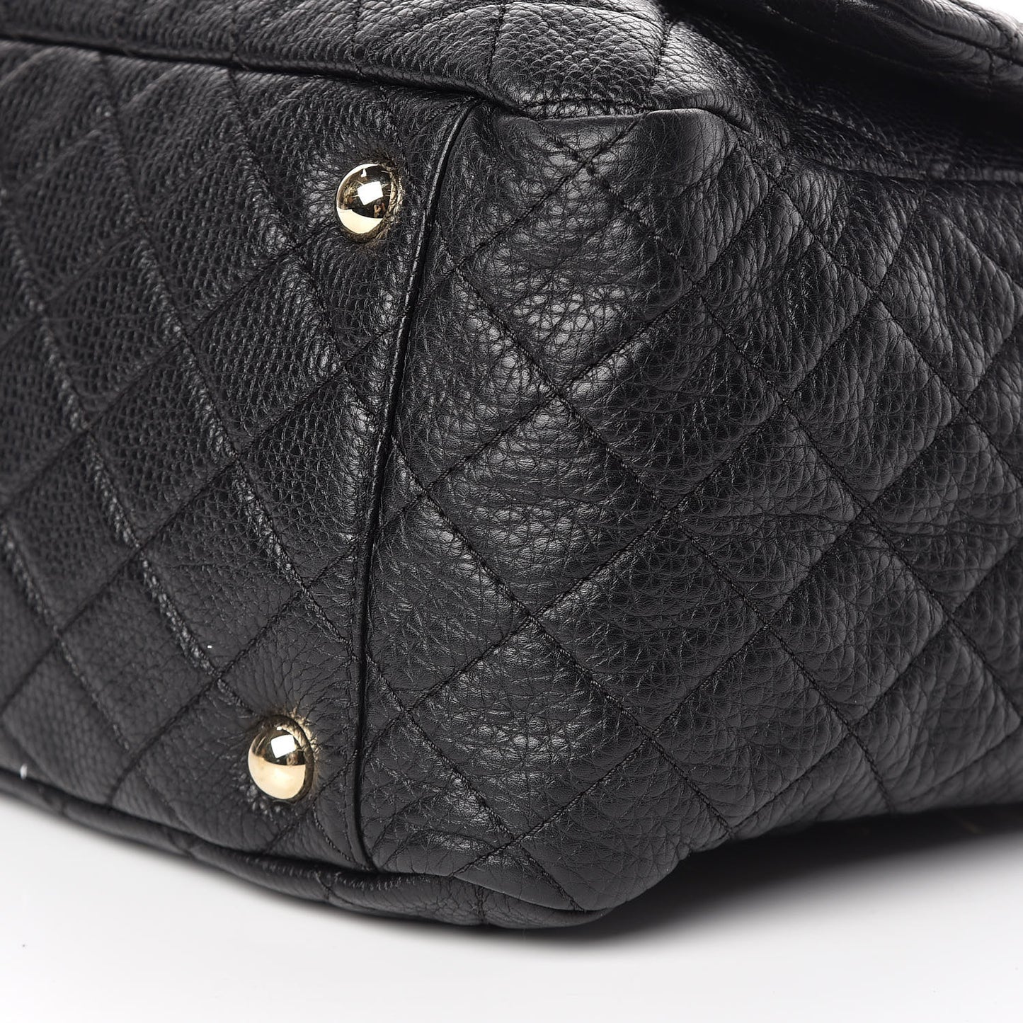 Calfskin Quilted XXL Travel Flap Bag Black