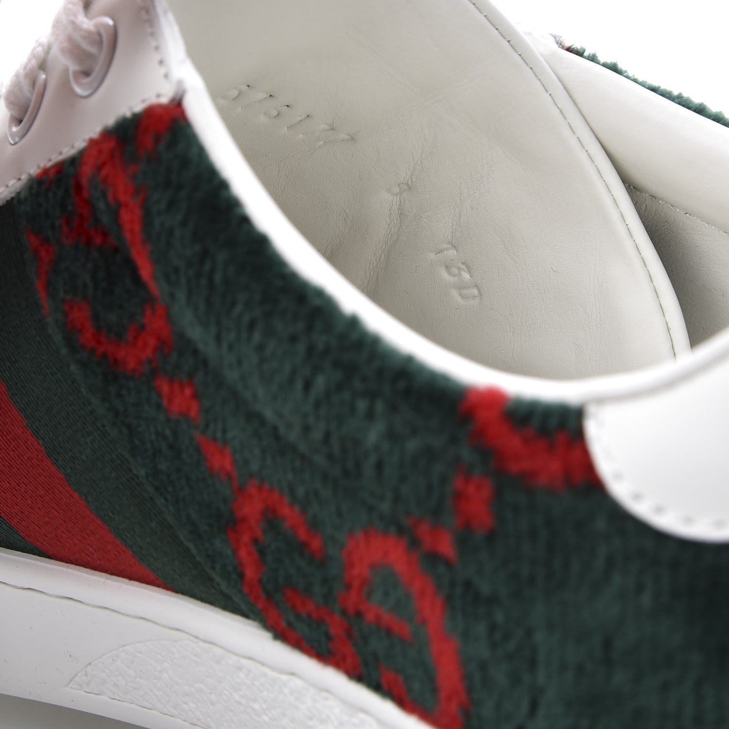 Gucci Covered Wool Big GG Monogram Mens Sneakers 8 Green Red 10 of 11