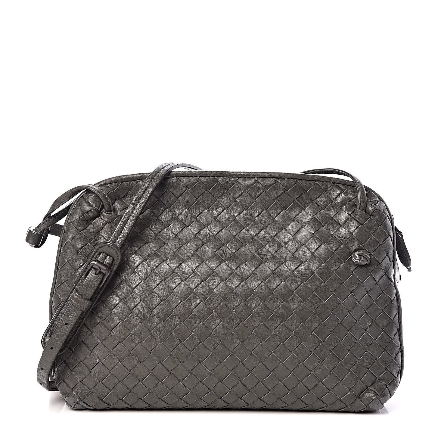 Nappa Intrecciato Nodini Crossbody Messenger Light Grey