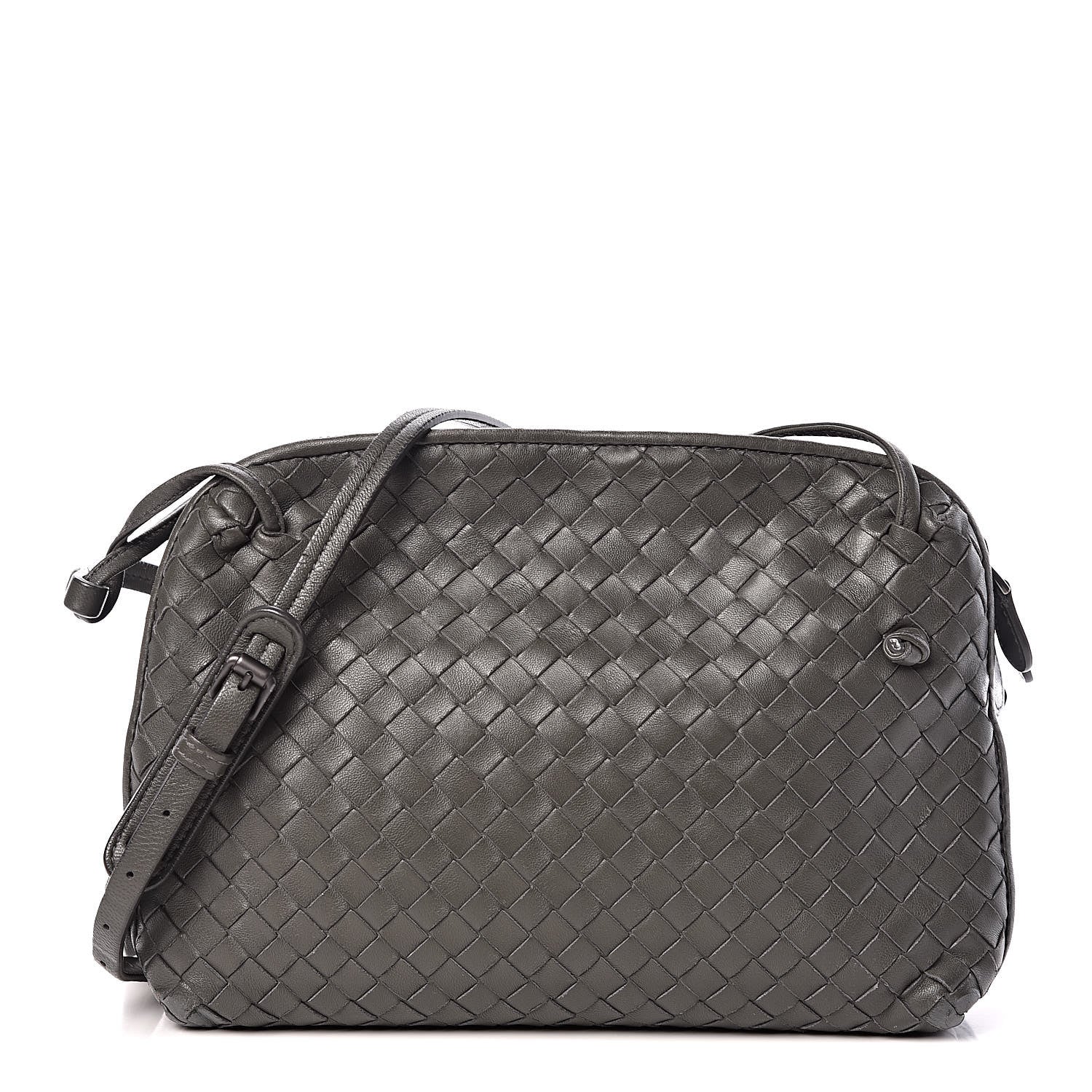 Bottega Veneta Nappa Intrecciato Nodini Crossbody Messenger Light Grey 1 of 16