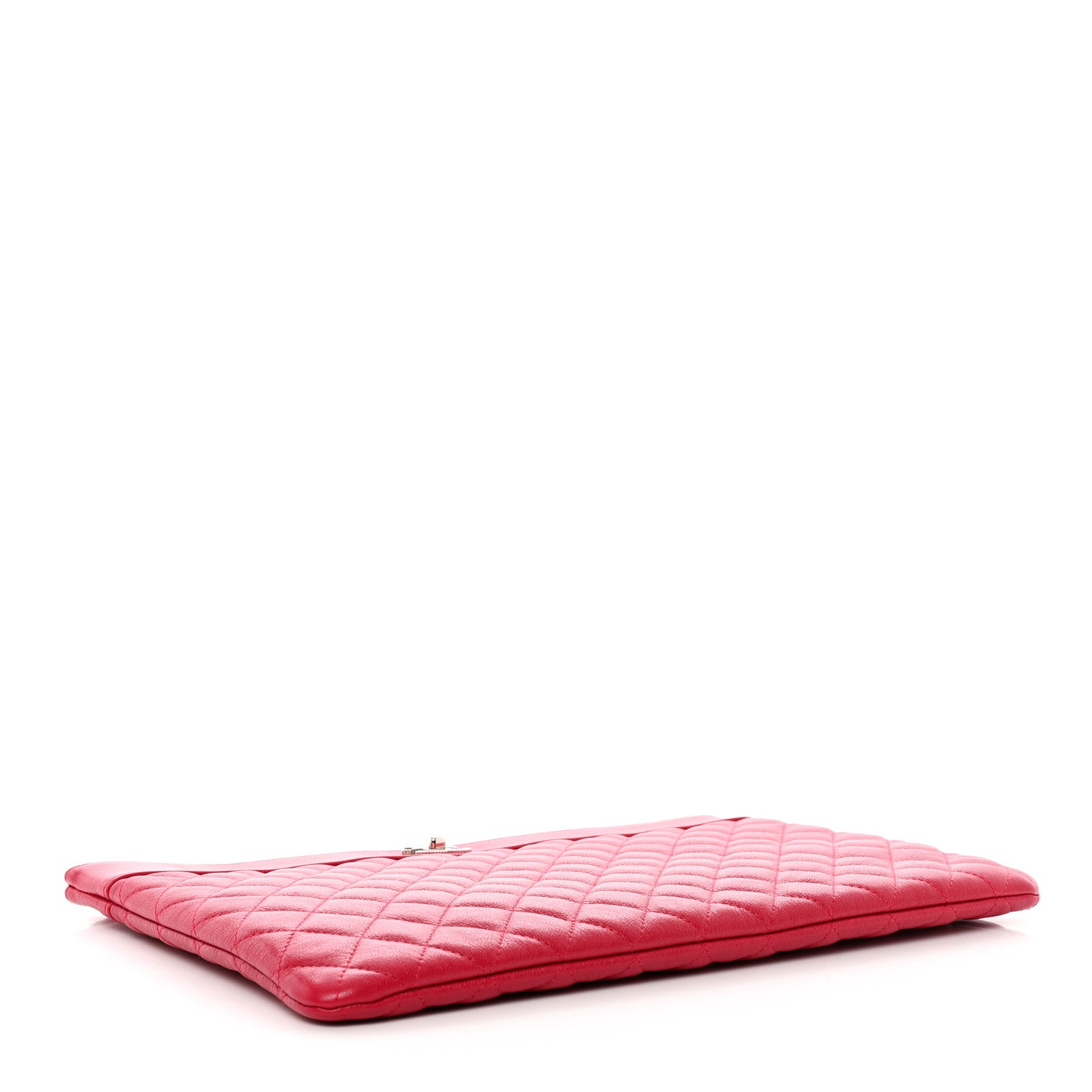 Chanel Sheepskin Quilted Large Vintage Mademoiselle Cosmetic Case Dark Pink 4 of 7