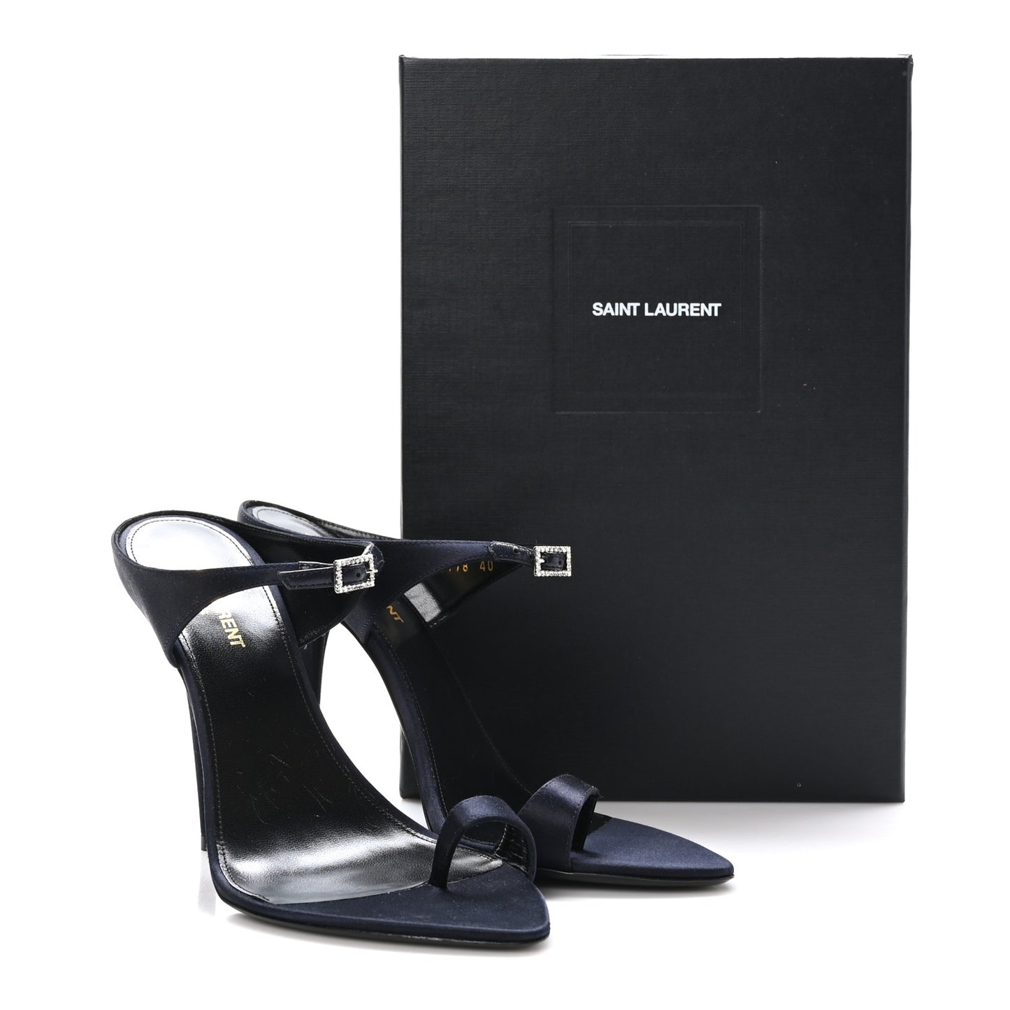 Crepe Satin Dive Mule Sandals 40 Patriot Navy