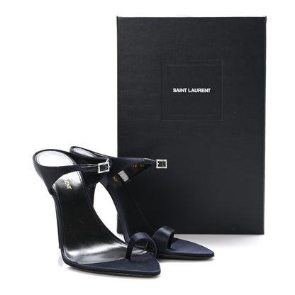 Saint Laurent Crepe Satin Dive Mule Sandals 40 Patriot Navy 9 of 9
