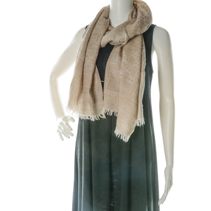 Gucci Wool Silk GG Monogram GGNat Plus Scarf Sand 2 of 5