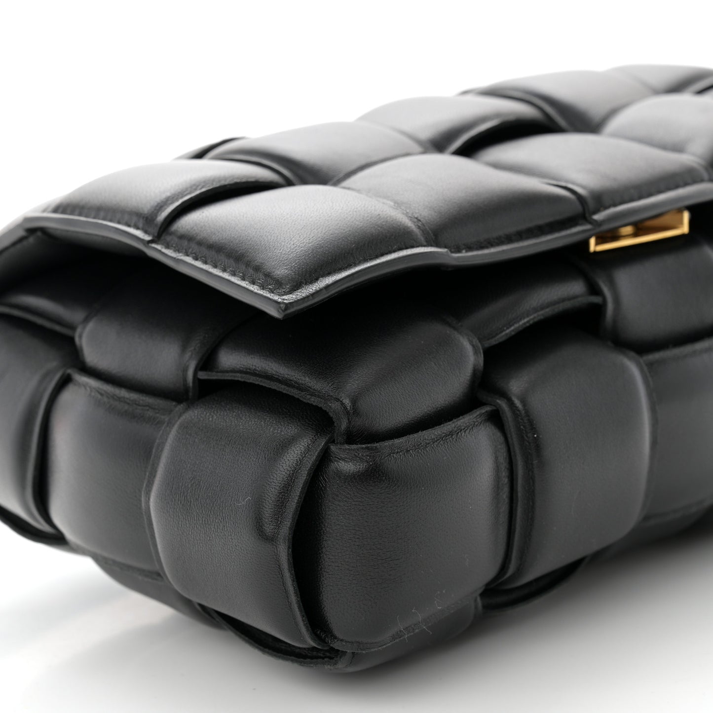 Nappa Maxi Intreccio Padded Cassette Crossbody Bag Black