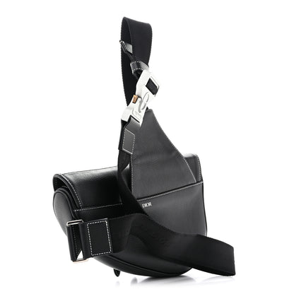 Christian Dior Grained Calfskin Mens Saddle Bag Black 2 of 10