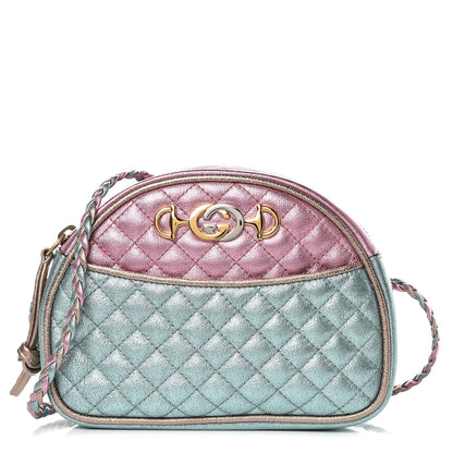 Gucci Laminated Nappa Trapuntata Mini Zumi Dome Shoulder Bag Rosa Lago Rame 1 of 8