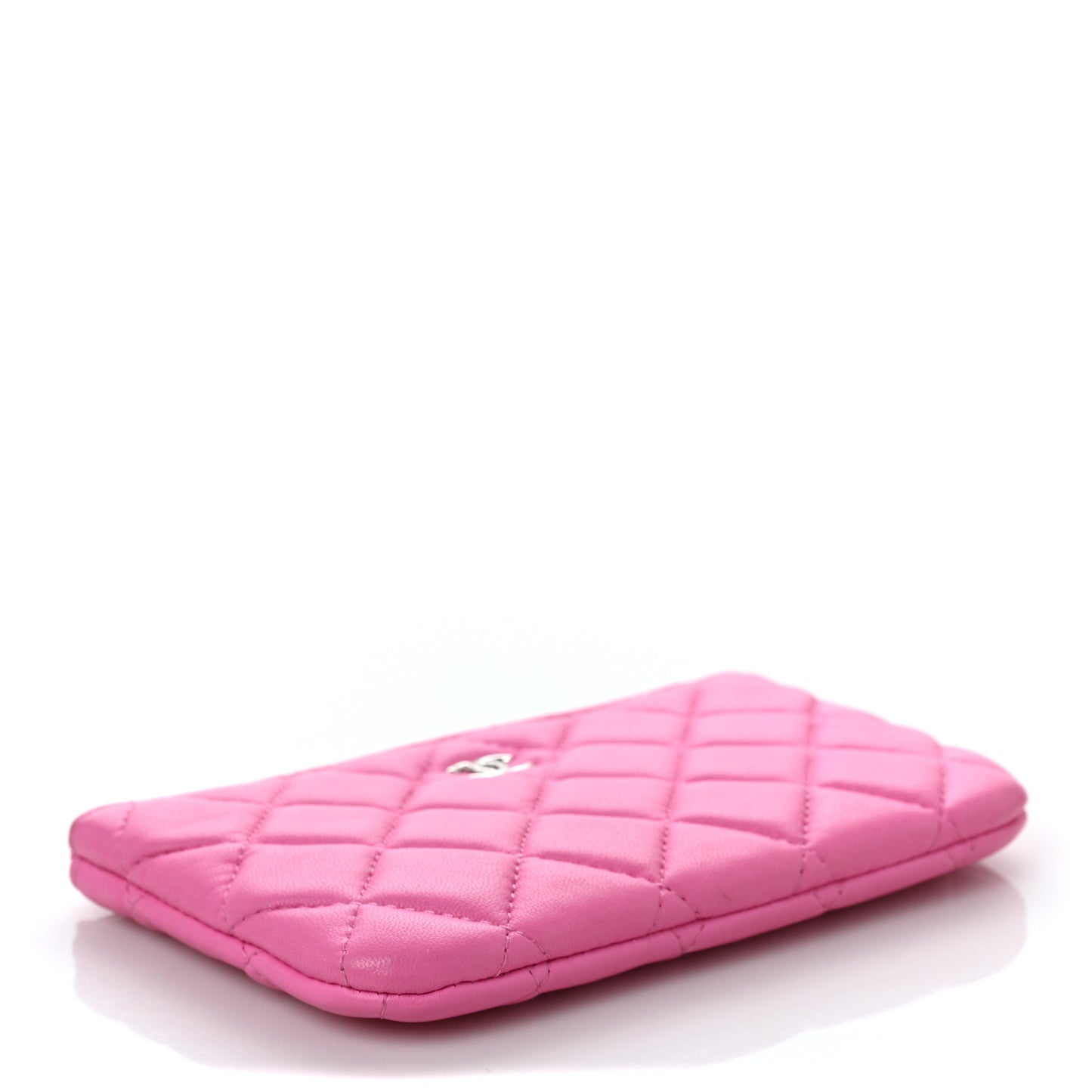 Lambskin Quilted Small Cosmetic Case Pink