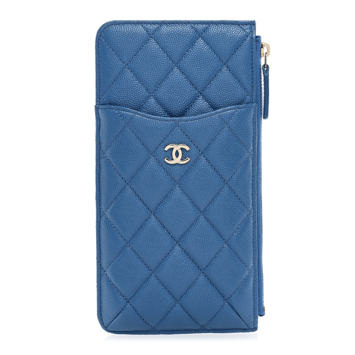 Chanel Caviar Quilted Classic Flat Wallet Pouch Blue 1 of 7
