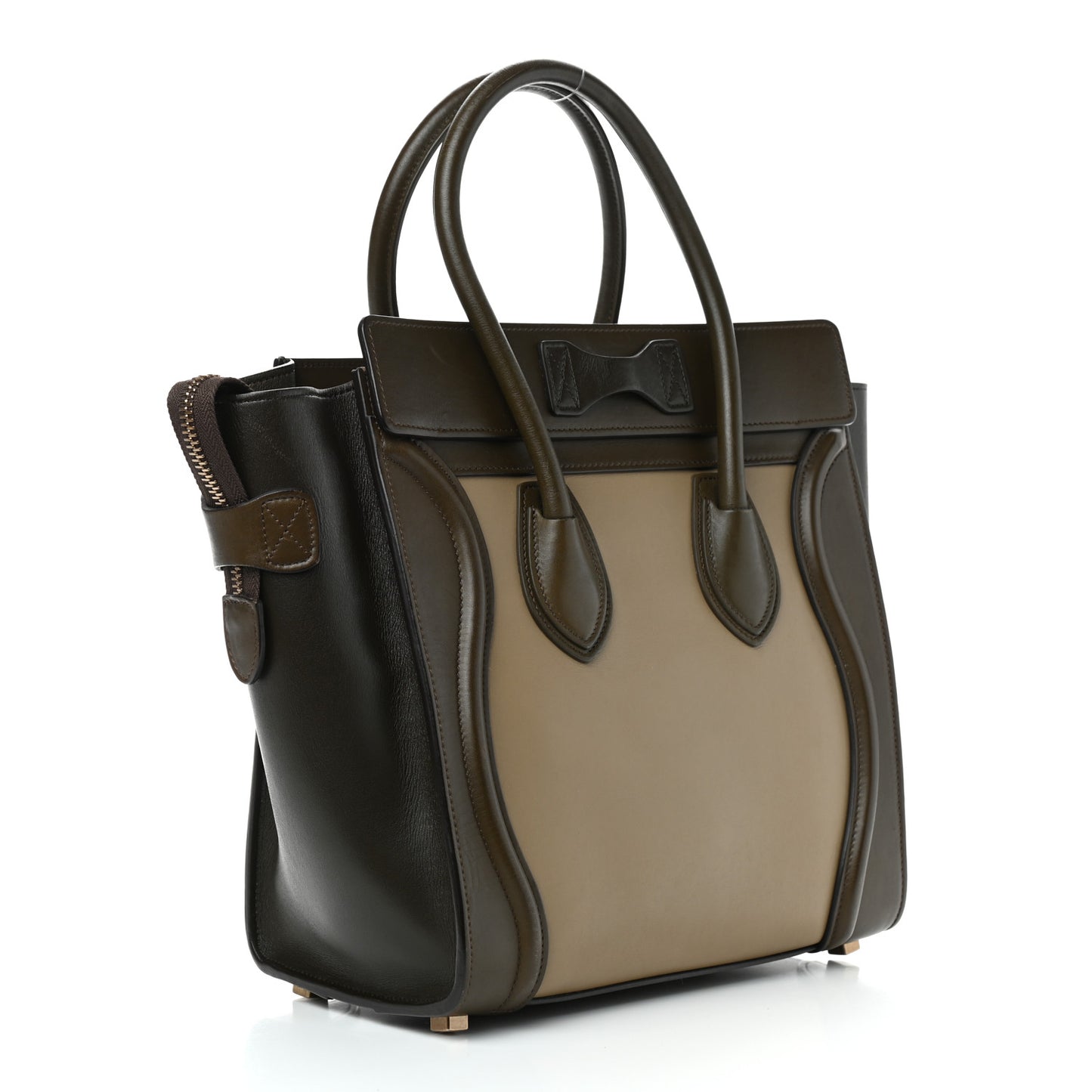 Smooth Calfskin Micro Tri-Color Luggage Khaki