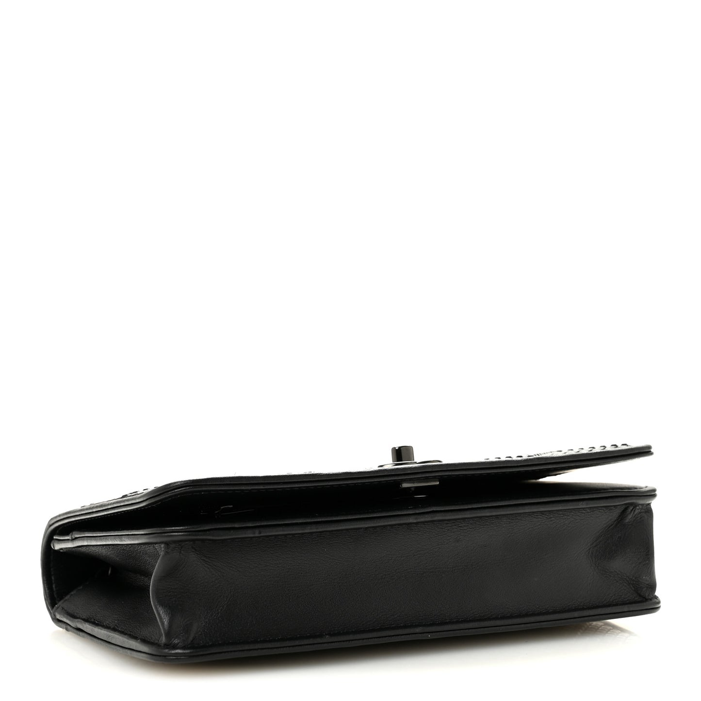 Lambskin Studded Wallet On Chain WOC Black