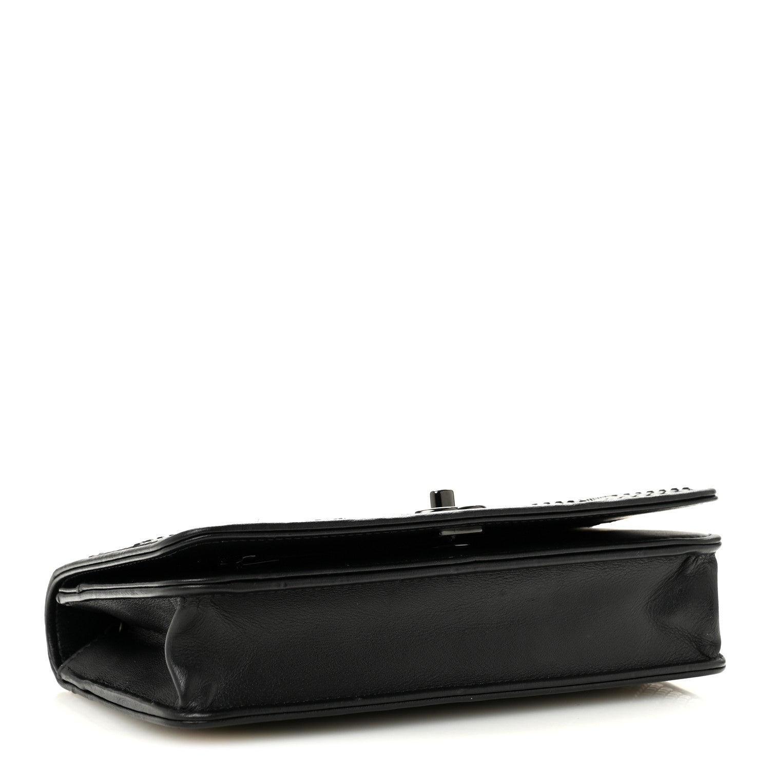 Chanel Lambskin Studded Wallet On Chain WOC Black 4 of 11