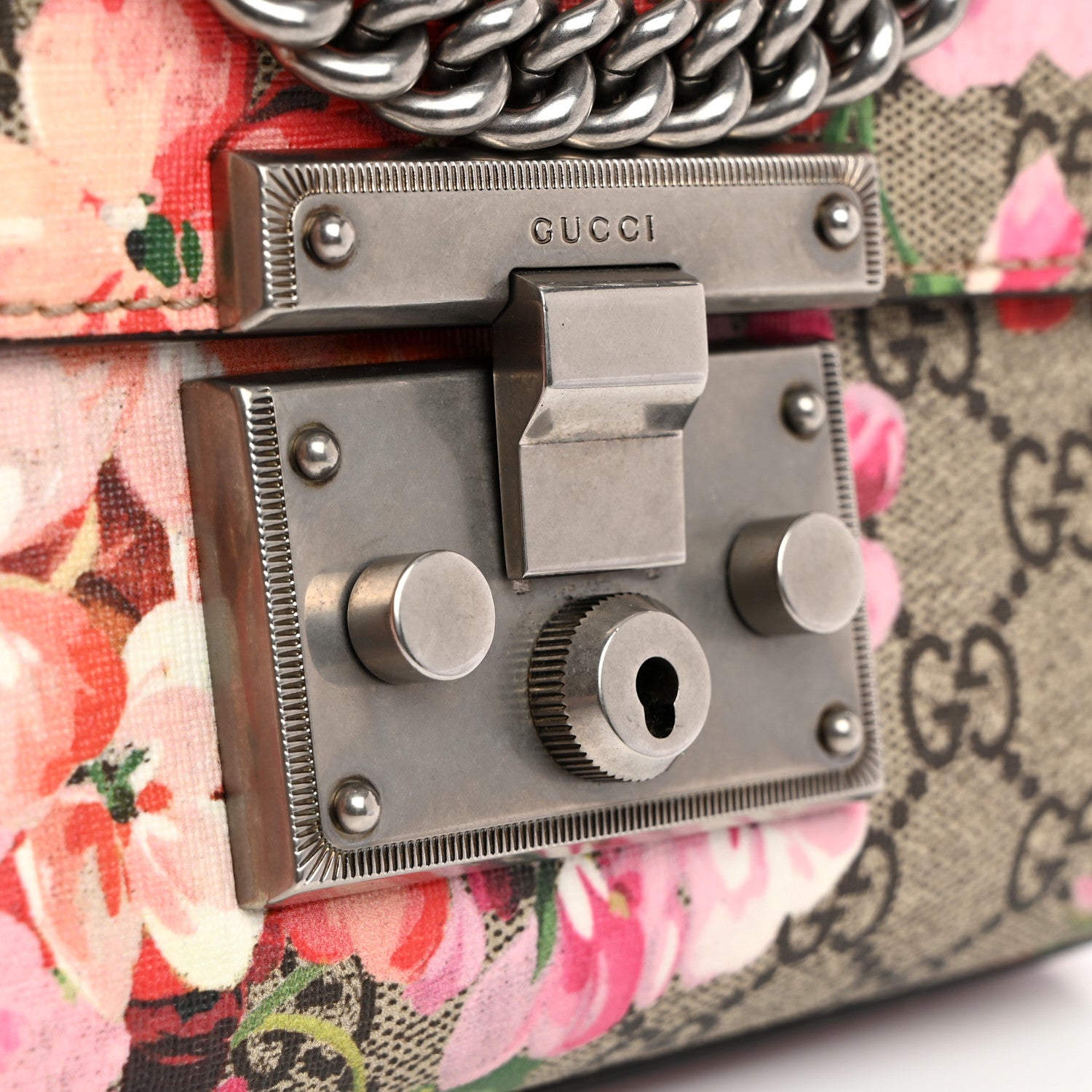 Gucci GG Supreme Monogram Blooms Small Padlock Shoulder Bag Beige Multicolor Dry Rose 11 of 11