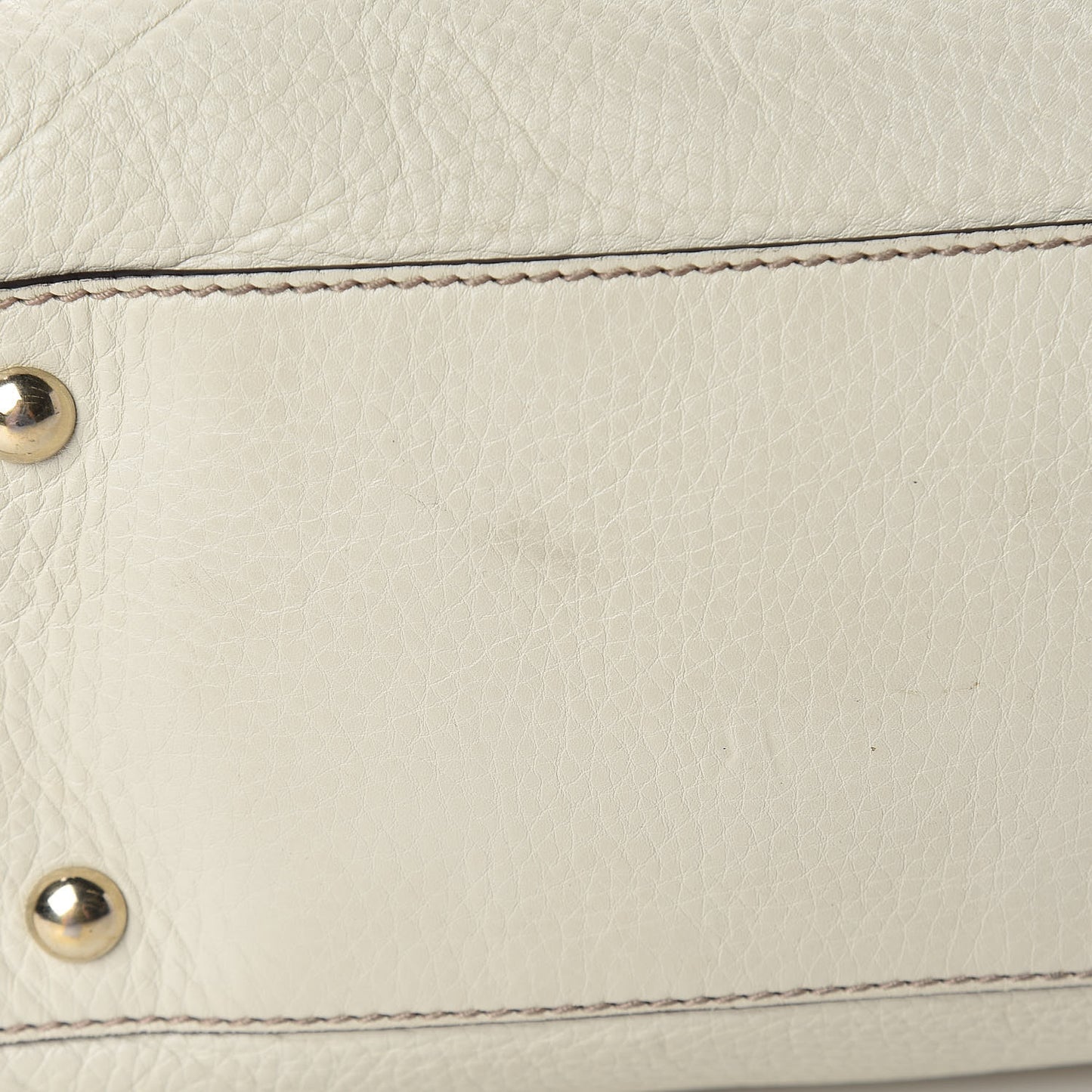 Pebbled Calfskin Large Soho Top Handle Bag Off White
