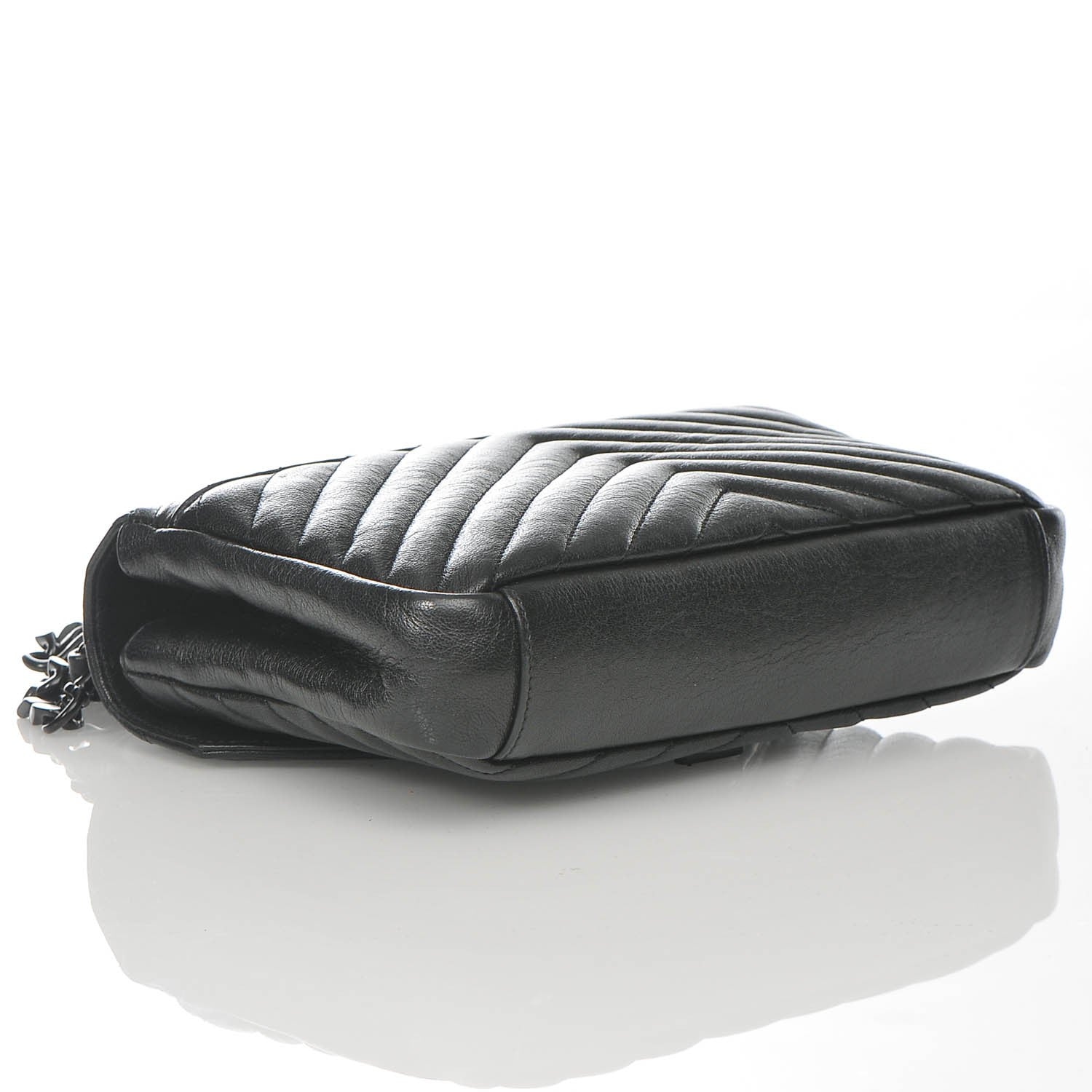 Saint Laurent Sheepskin Matelasse Chevron Monogram Medium College Bag Black 5 of 10