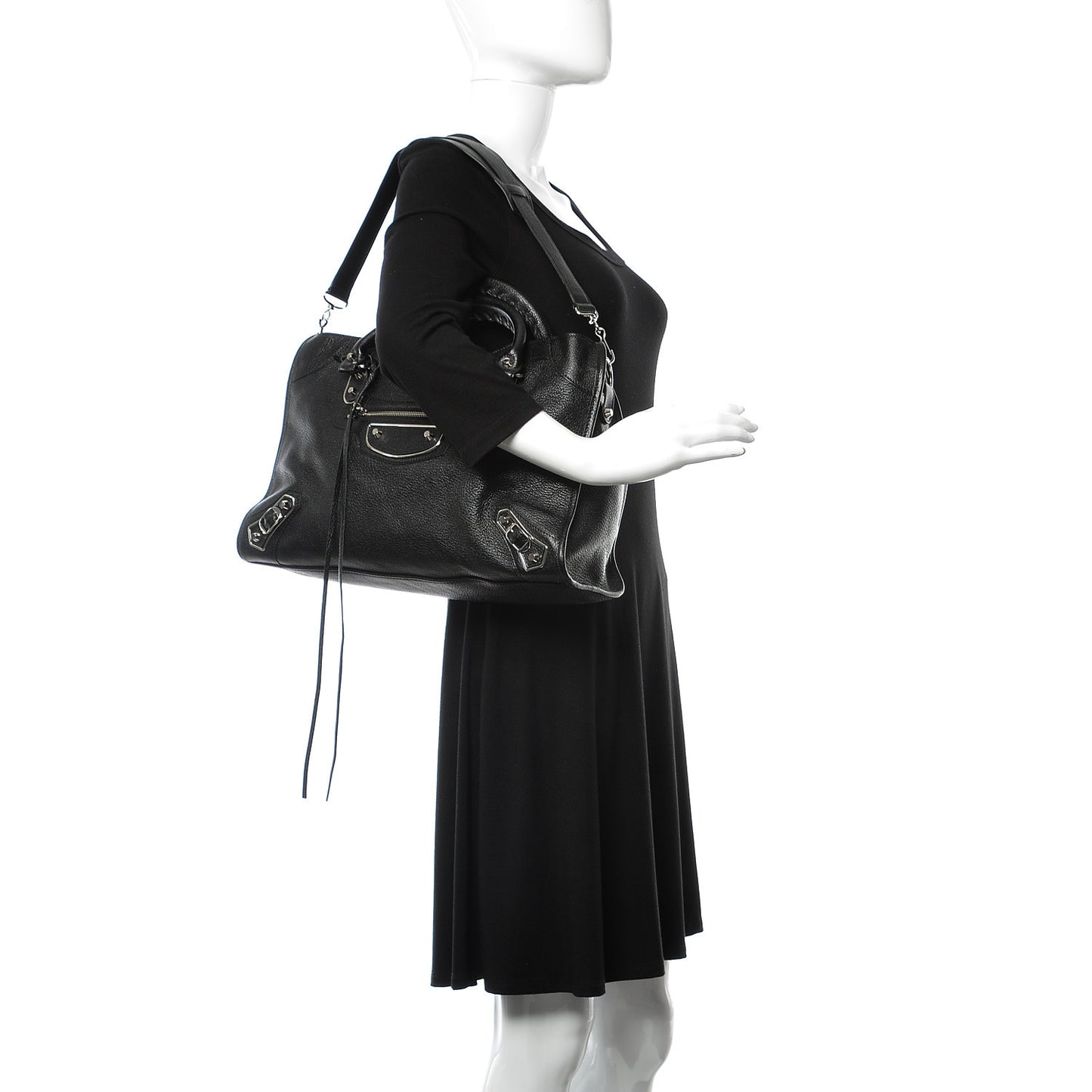 Chevre Silver Metallic Edge Hardware City Black