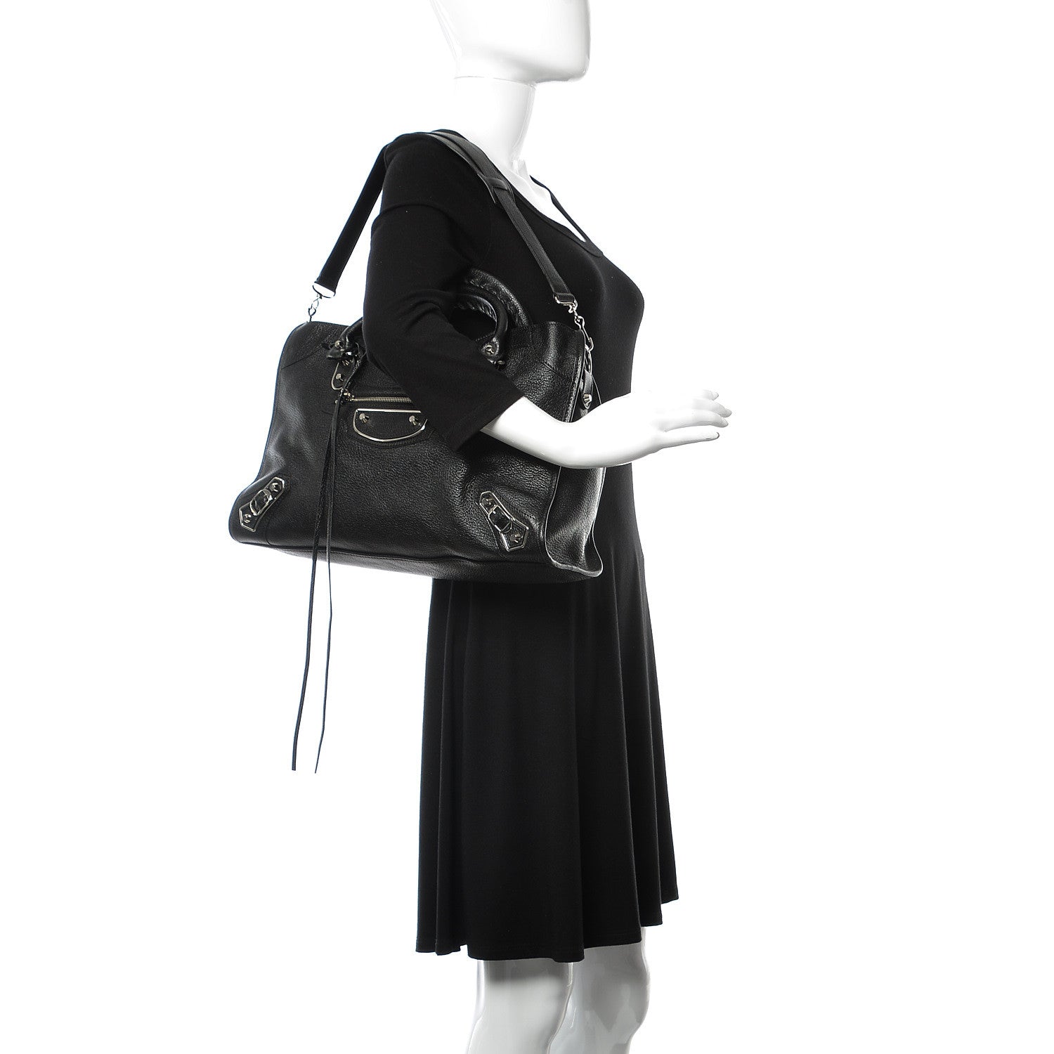 Balenciaga Chevre Silver Metallic Edge Hardware City Black 3 of 10