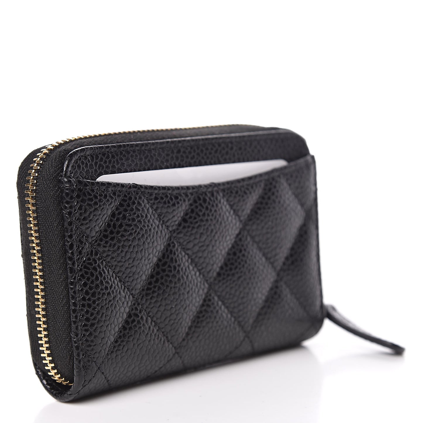 Caviar Quilted Zip Coin Purse Black