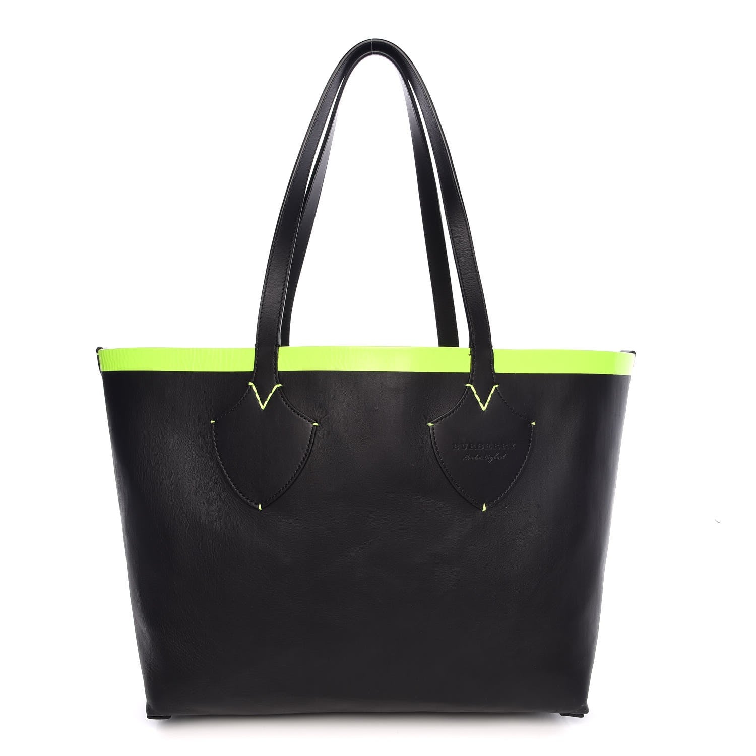 Burberry Canvas Mega Check The Giant Reversible Tote Black Neon Yellow 3 of 10
