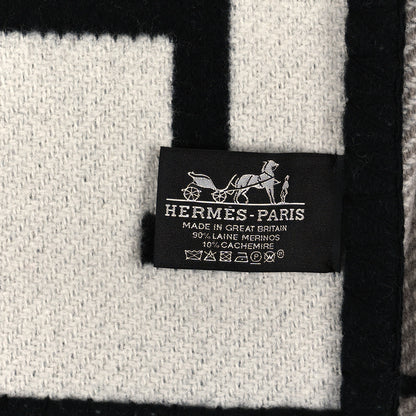 Hermes Wool Cashmere Avalon III Blanket Ecru Black 3 of 3