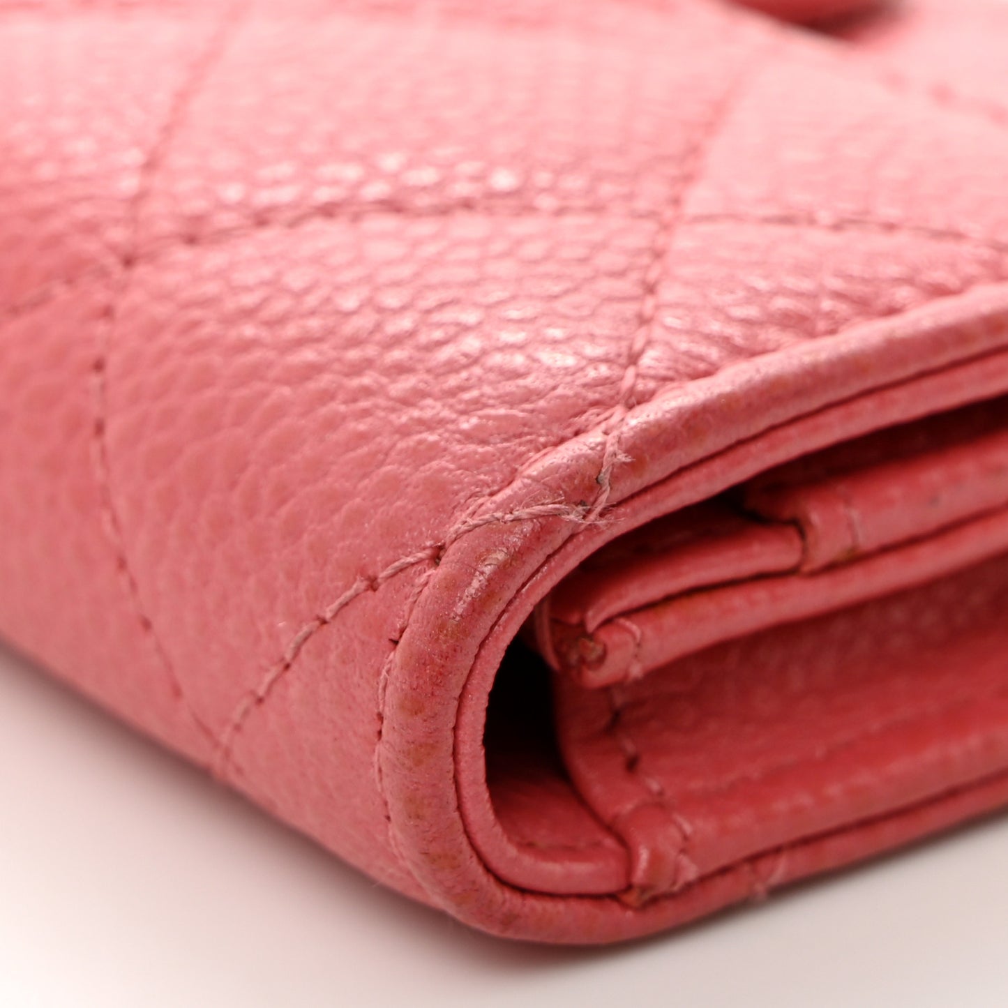 Caviar Quilted Flap Card Holder Pink