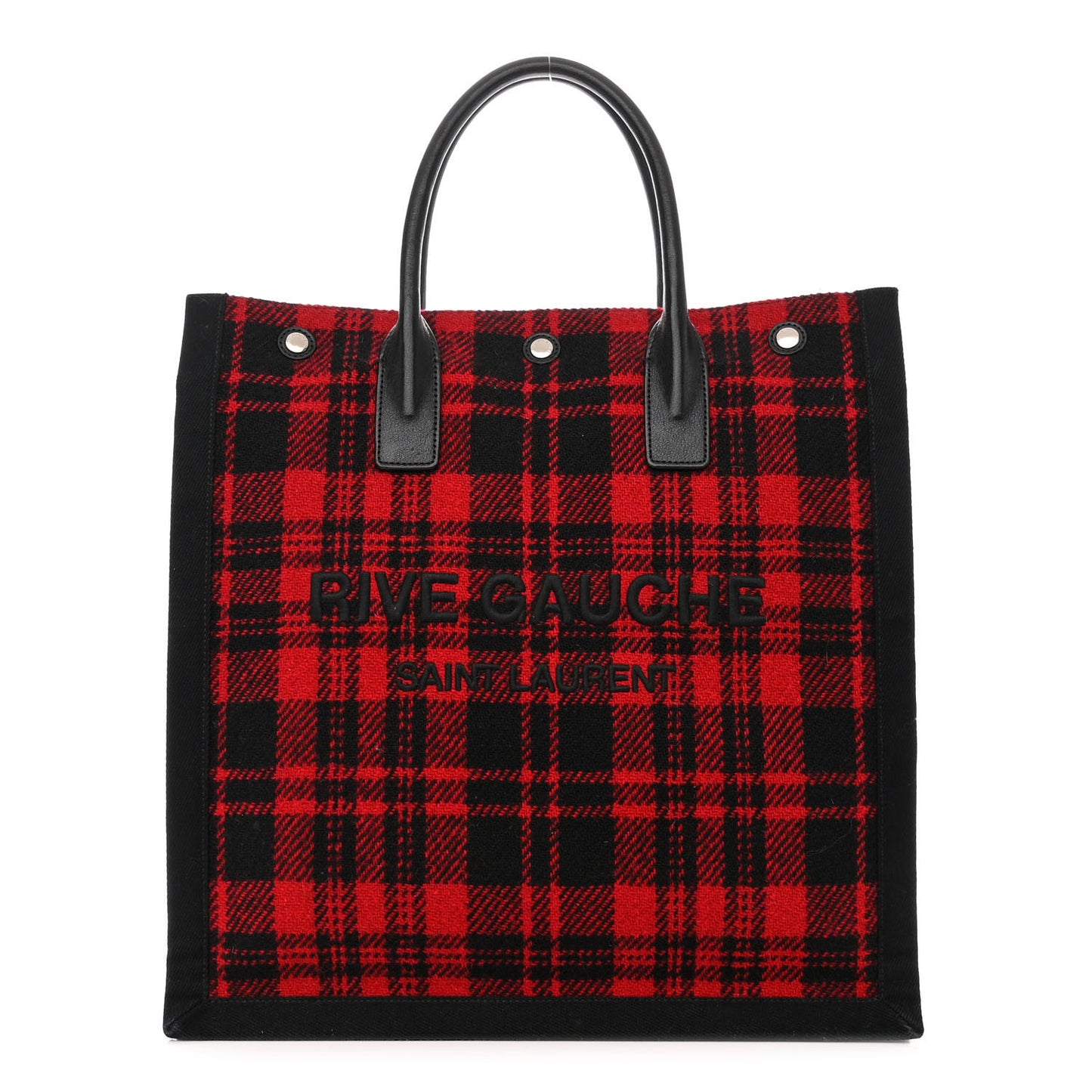 Wool Tartan Rive Gauche Noe Tote Red Black