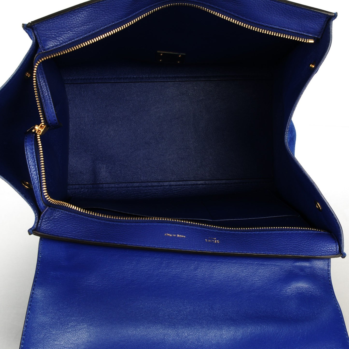 Drummed Calfskin Suede Medium Trapeze Indigo