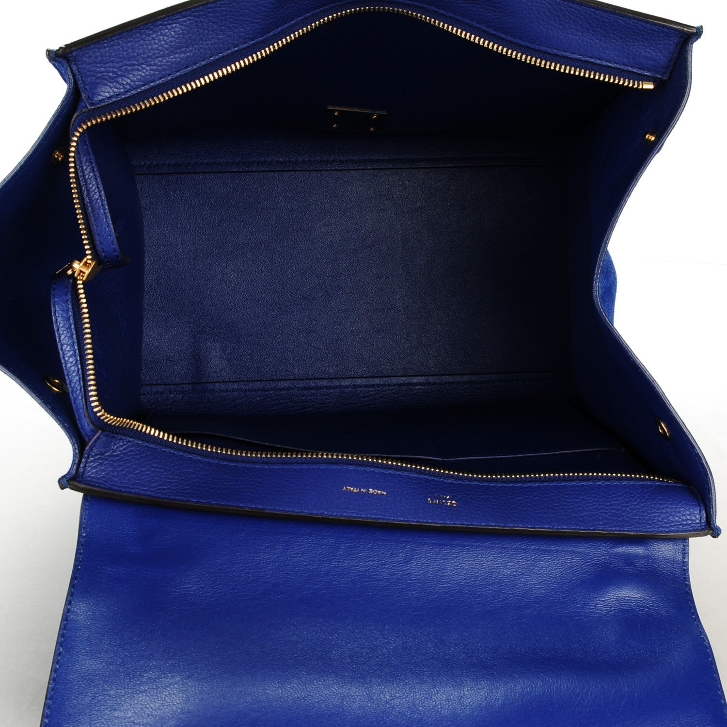 Celine Drummed Calfskin Suede Medium Trapeze Indigo 5 of 7