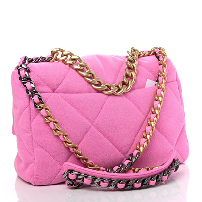Chanel Denim Quilted Large Chanel 19 Flap Neon Pink 2 of 4
