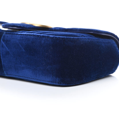 Gucci Velvet Matelasse Mini GG Marmont Shoulder Bag Cobalt Blue 10 of 12