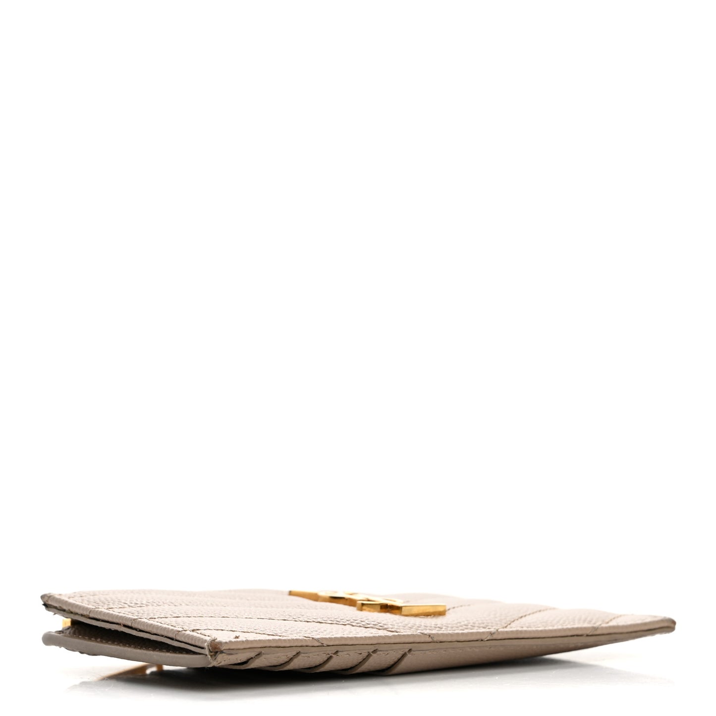Grain De Poudre Matelasse Chevron Monogram Fragments Zippered Card Case Deep Beige