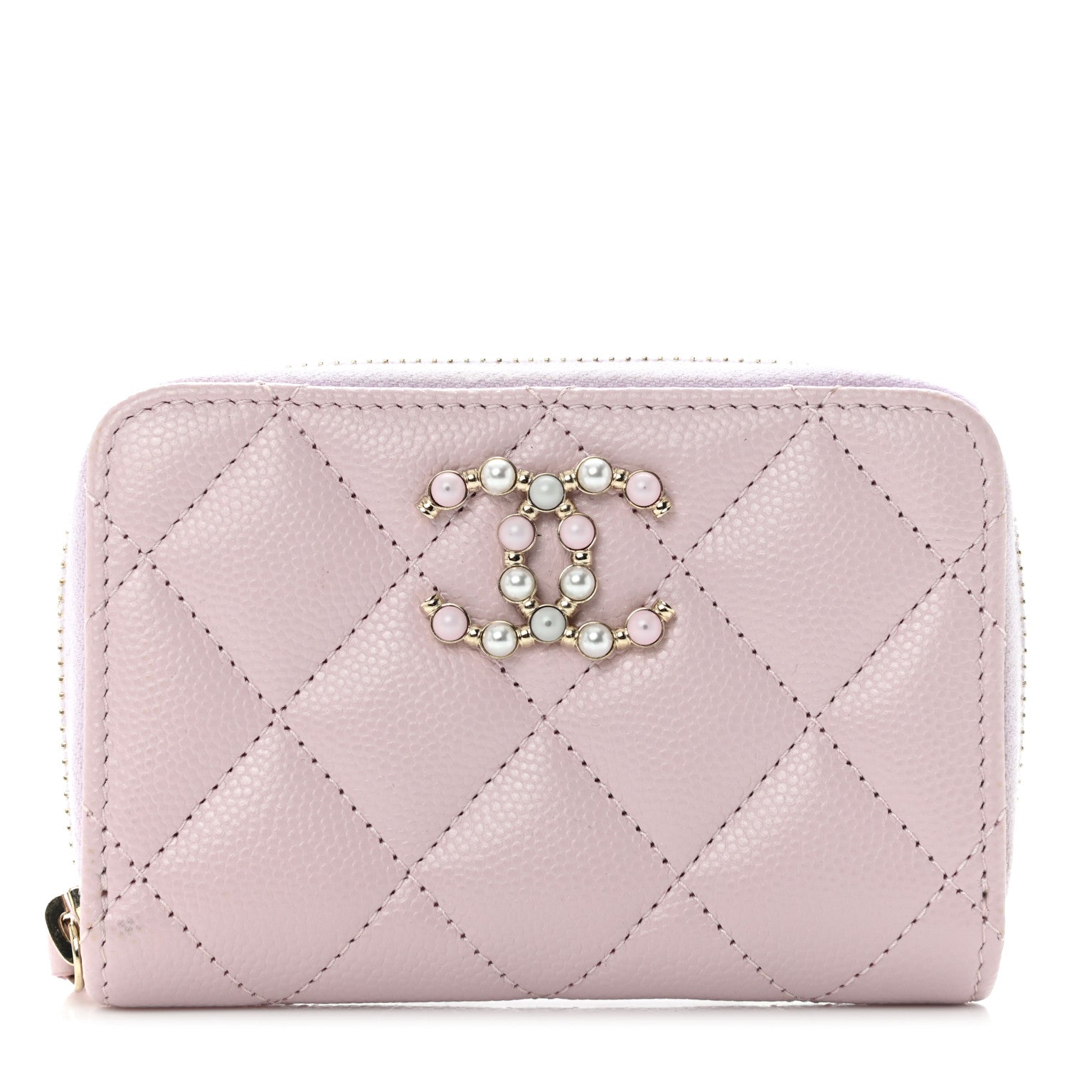 Chanel Caviar Quilted Pearl Coco Candy Zip Coin Purse Light Pink 1 of 9