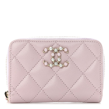 Chanel Caviar Quilted Pearl Coco Candy Zip Coin Purse Light Pink 1 of 9