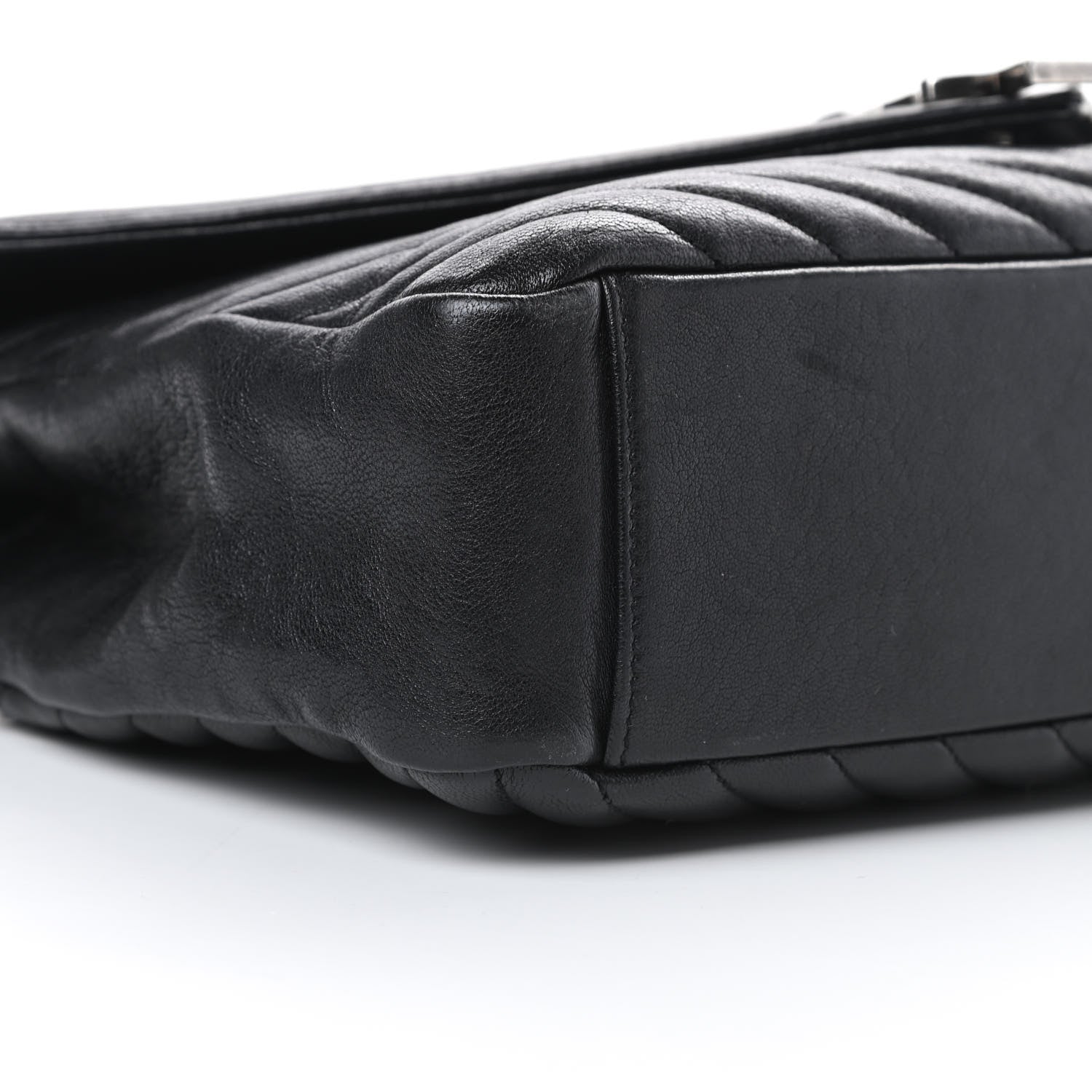 Saint Laurent Sheepskin Matelasse Chevron Monogram Large College Satchel Black 9 of 13