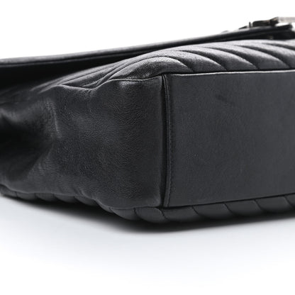 Saint Laurent Sheepskin Matelasse Chevron Monogram Large College Satchel Black 9 of 13