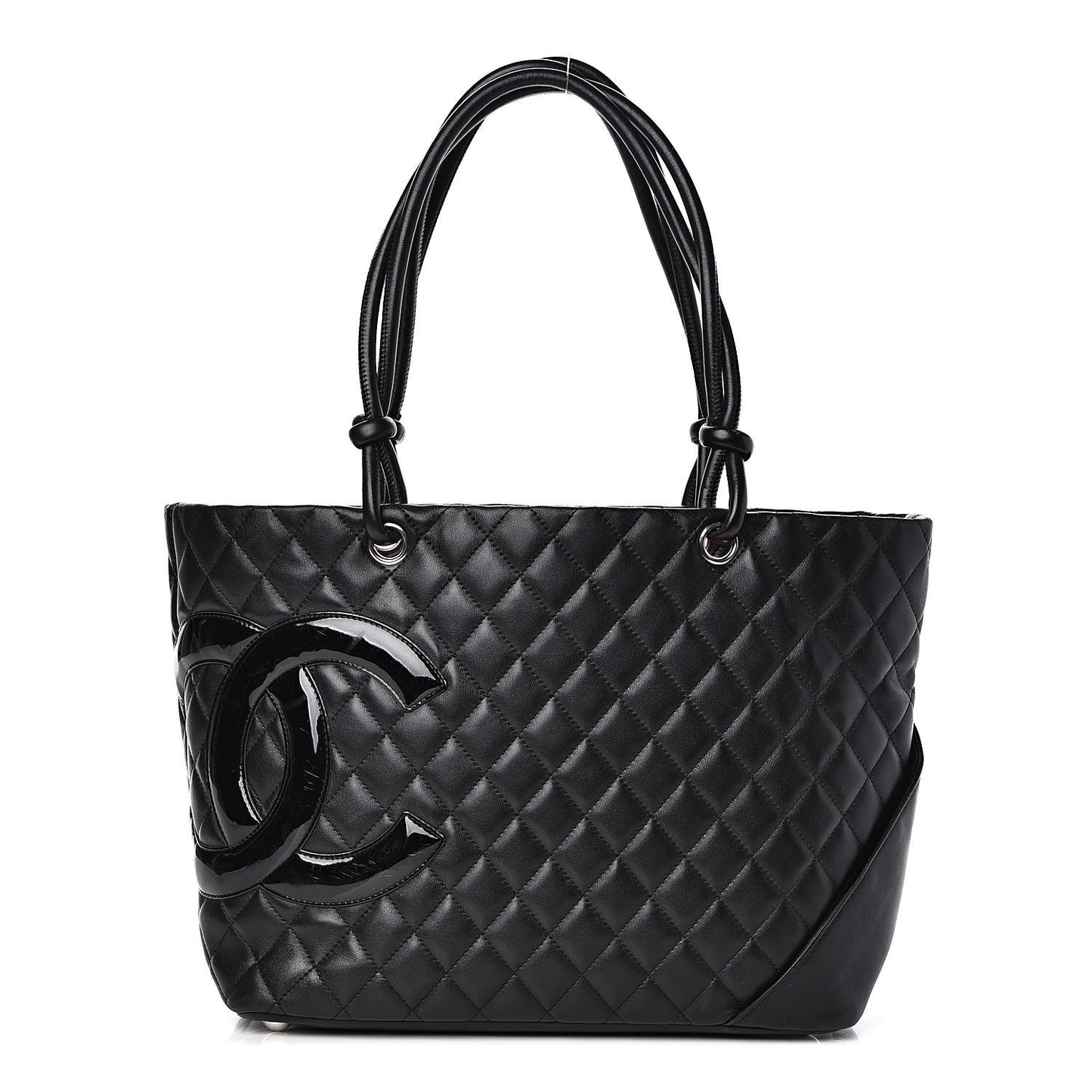 Calfskin Quilted Large Cambon Tote Black