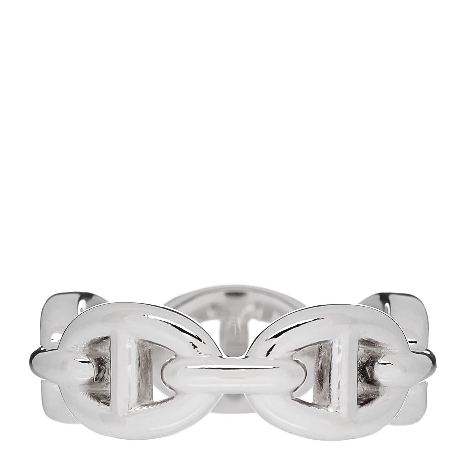 Hermes Sterling Silver PM Chaine d'Ancre Enchainee Band Ring 52 6 3 of 7