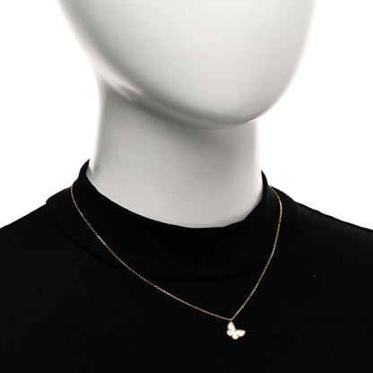 Van Cleef & Arpels 18K Yellow Gold Mother of Pearl Sweet Alhambra Butterfly Pendant Necklace 2 of 5