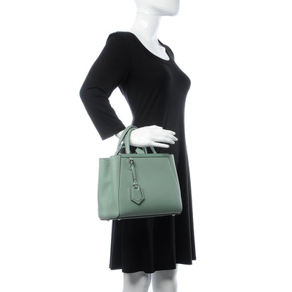 Fendi Vitello Elite Flamingo Petite 2Jours Tote Menta 3 of 8