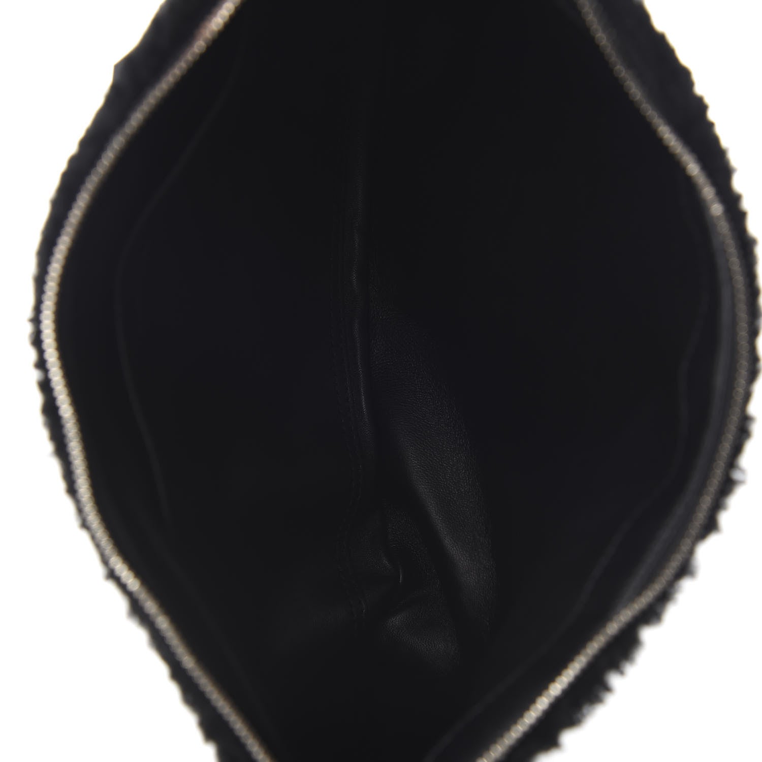 Balenciaga Sheepskin Shearling Contrasted Logo Large Zip Pouch Black 4 of 8