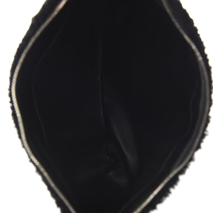 Balenciaga Sheepskin Shearling Contrasted Logo Large Zip Pouch Black 4 of 8