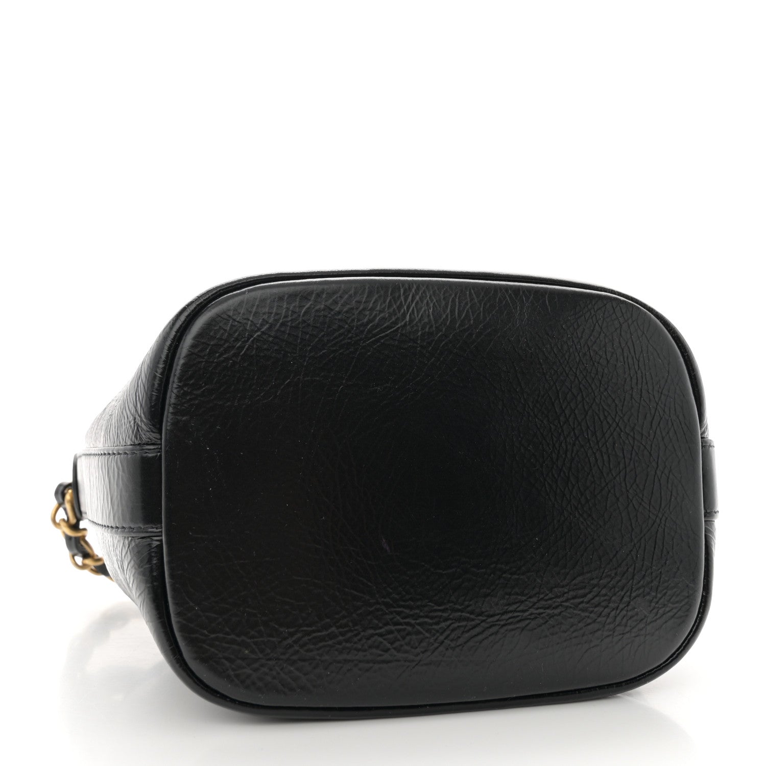 Chanel Shiny Aged Calfskin CC Chain Mini Drawstring Bag Black 4 of 11