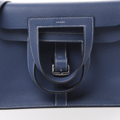 Hermes Taurillon Clemence Halzan 31 Bleu Agate 11 of 14
