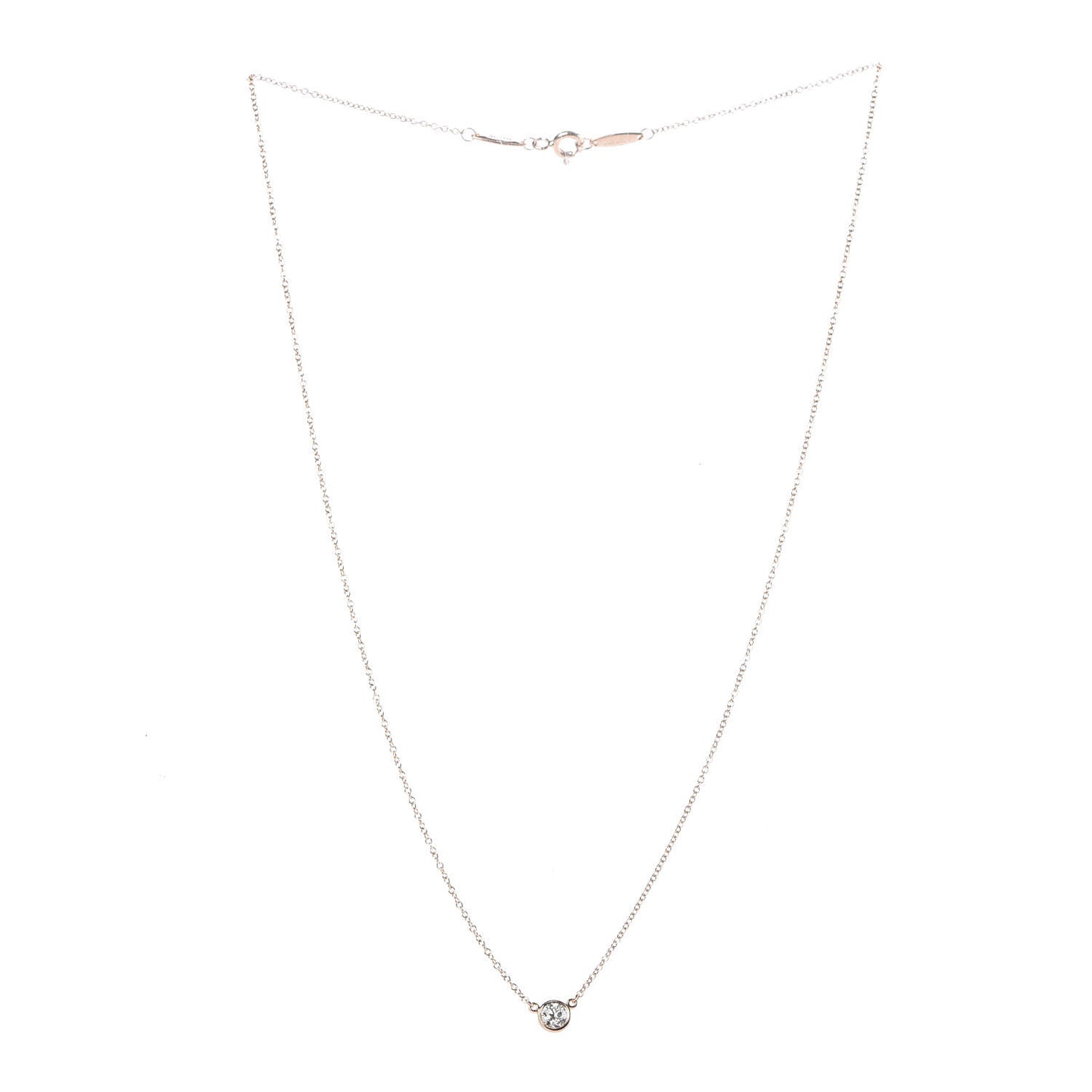 18K Rose Gold Diamond .23ct Elsa Peretti Diamonds by the Yard Pendant Necklace