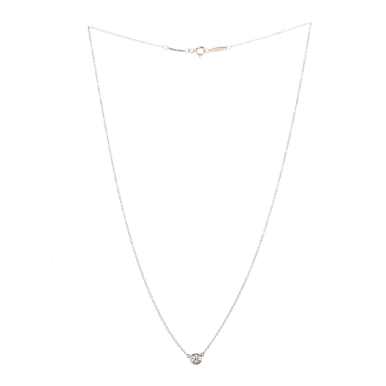 Tiffany 18K Rose Gold Diamond .23ct Elsa Peretti Diamonds by the Yard Pendant Necklace 3 of 9