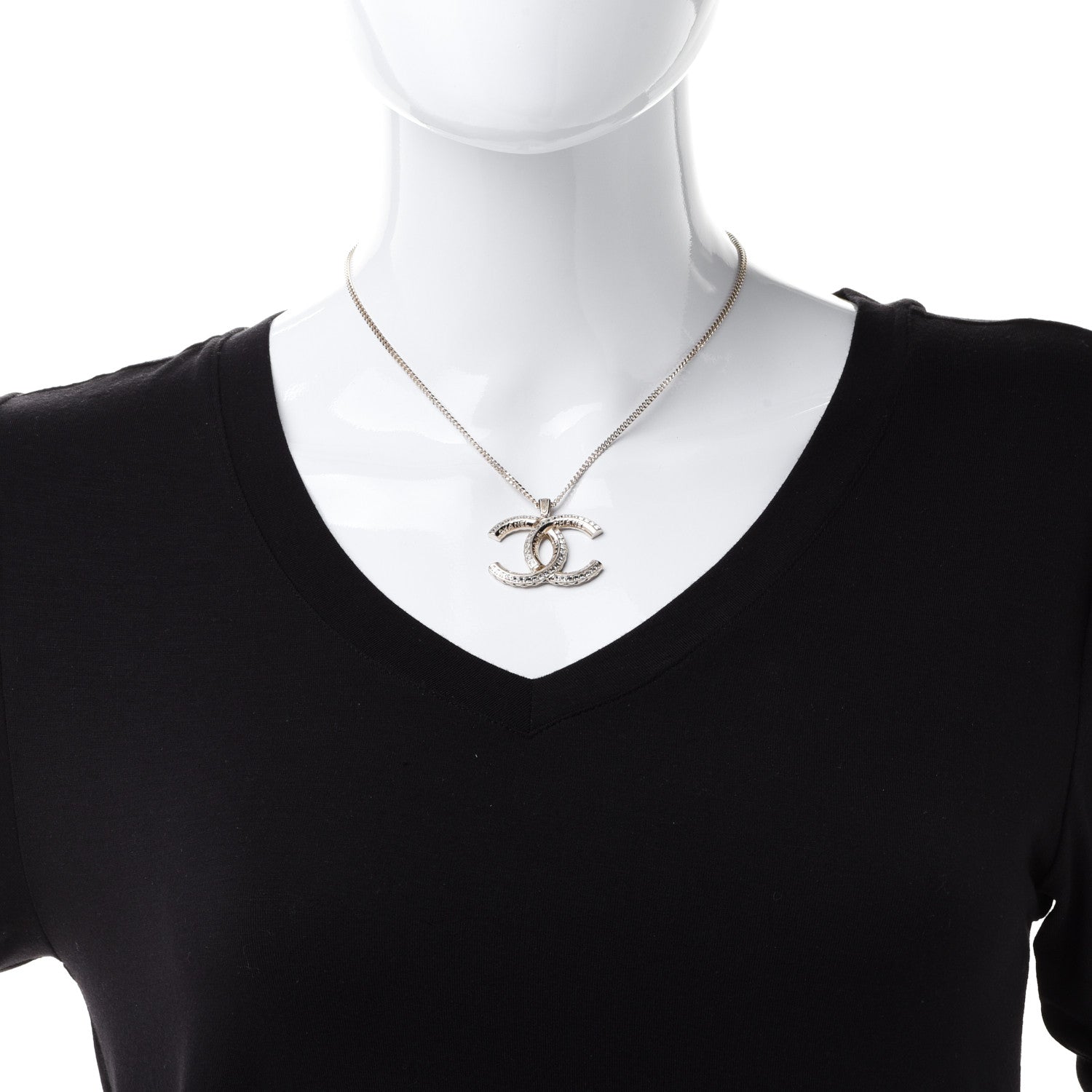 Chanel Baguette Crystal Logo CC Chain Necklace Gold 2 of 6