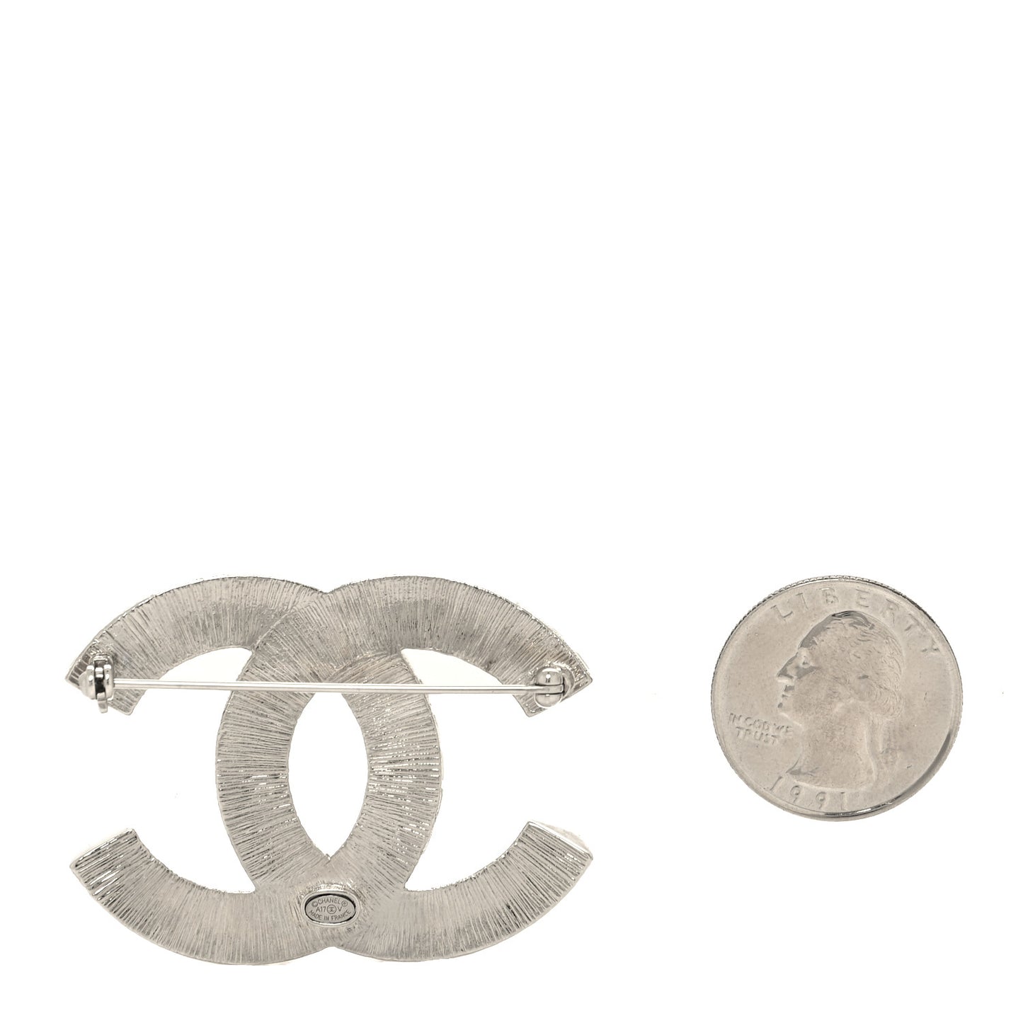 Baguette Crystal CC Brooch Silver